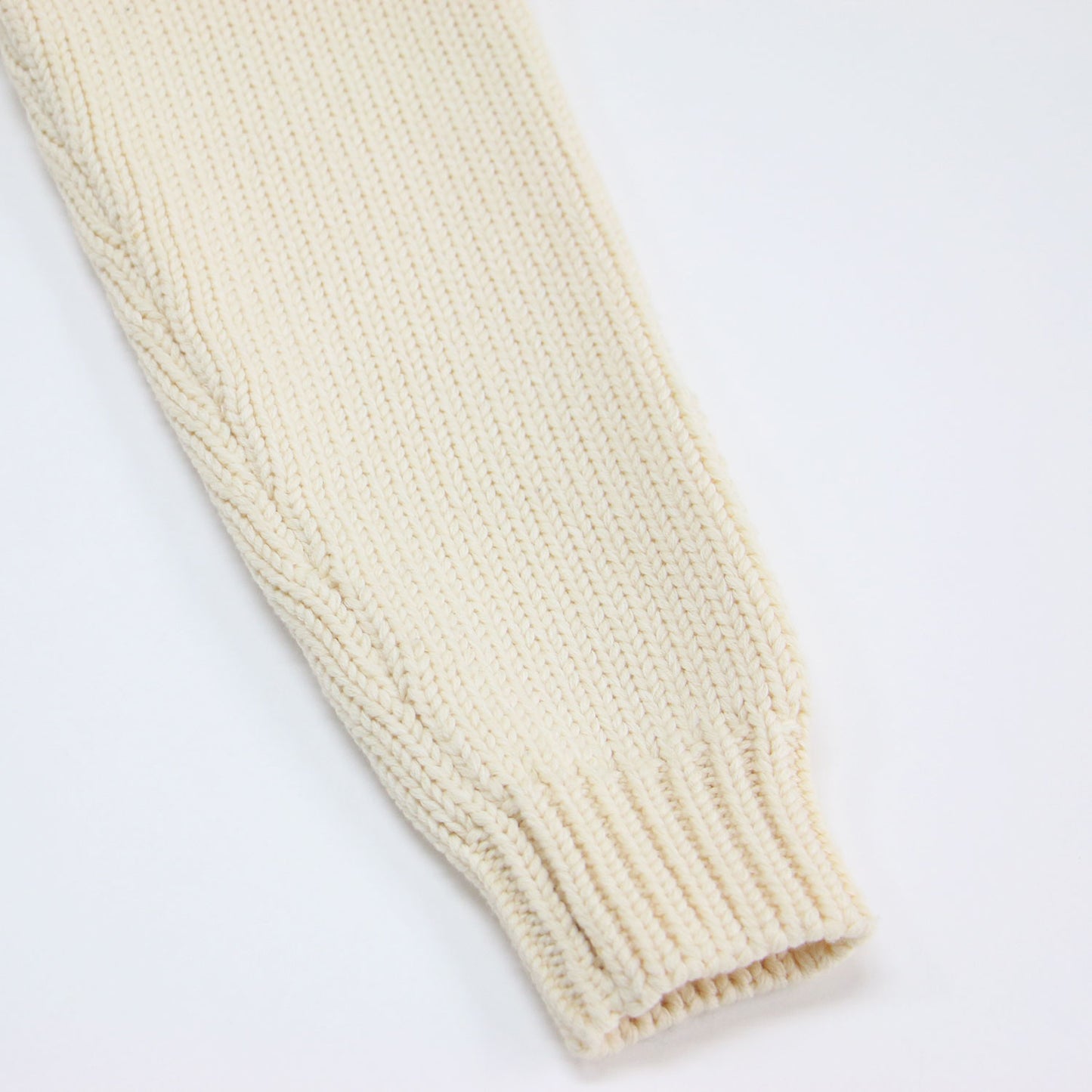 コットン ウール クルーネック ニット / プルオーバー ショート丈 長袖 ワイド ローゲージ