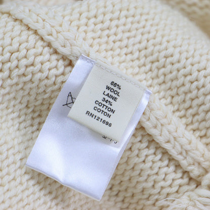 コットン ウール クルーネック ニット / プルオーバー ショート丈 長袖 ワイド ローゲージ