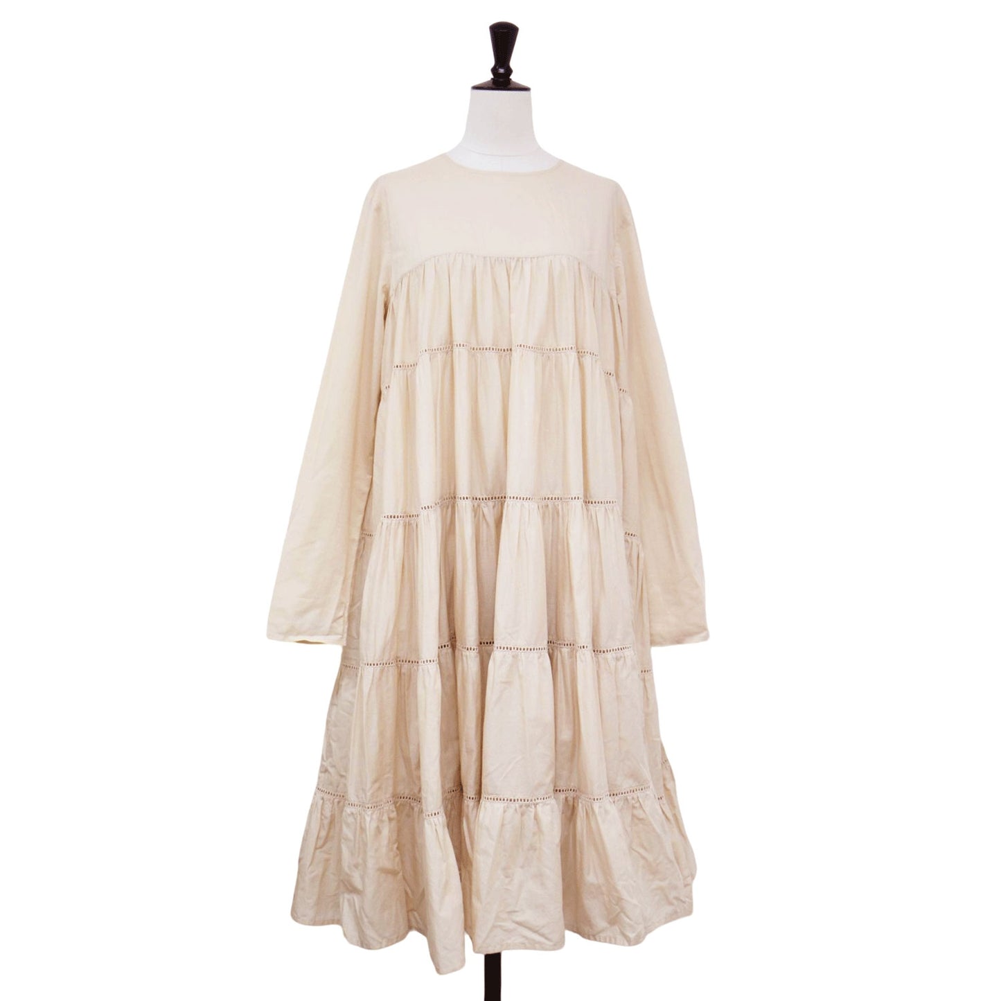コットン ティアード ミディ ワンピース / ESSAOURIA DRESS クルーネック 長袖 Aライン