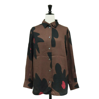 ビッグフラワー 長袖 シャツ / Big Flower ブラウス レギュラーカラー 花柄