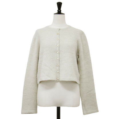 23秋冬 カシミヤ ミックス ファー カーディガン / Cashmere Mix Fur ショート丈 クルーネック 長袖 ウール