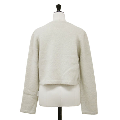 23秋冬 カシミヤ ミックス ファー カーディガン / Cashmere Mix Fur ショート丈 クルーネック 長袖 ウール