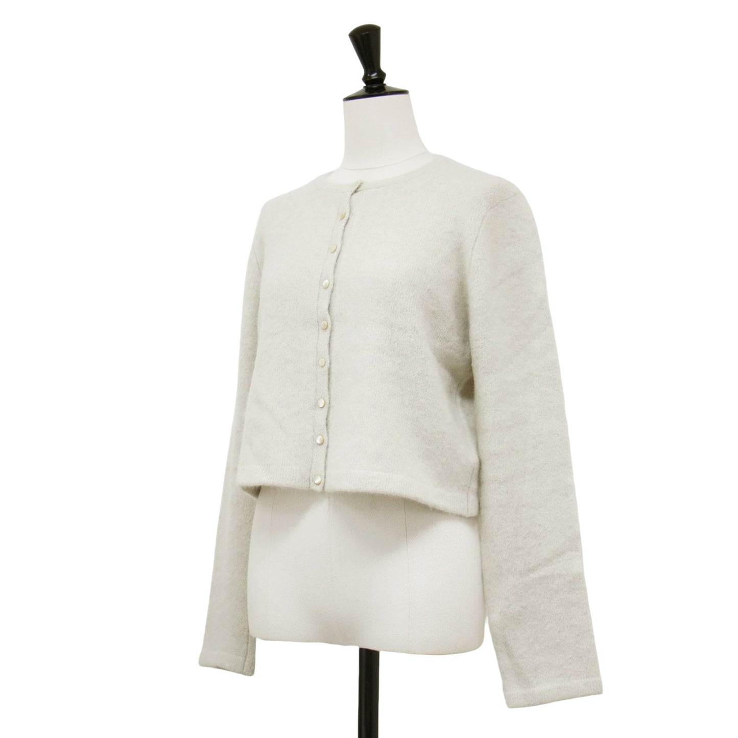23秋冬 カシミヤ ミックス ファー カーディガン / Cashmere Mix Fur ショート丈 クルーネック 長袖 ウール