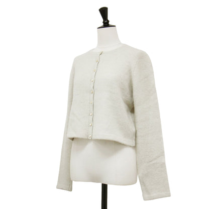 23秋冬 カシミヤ ミックス ファー カーディガン / Cashmere Mix Fur ショート丈 クルーネック 長袖 ウール