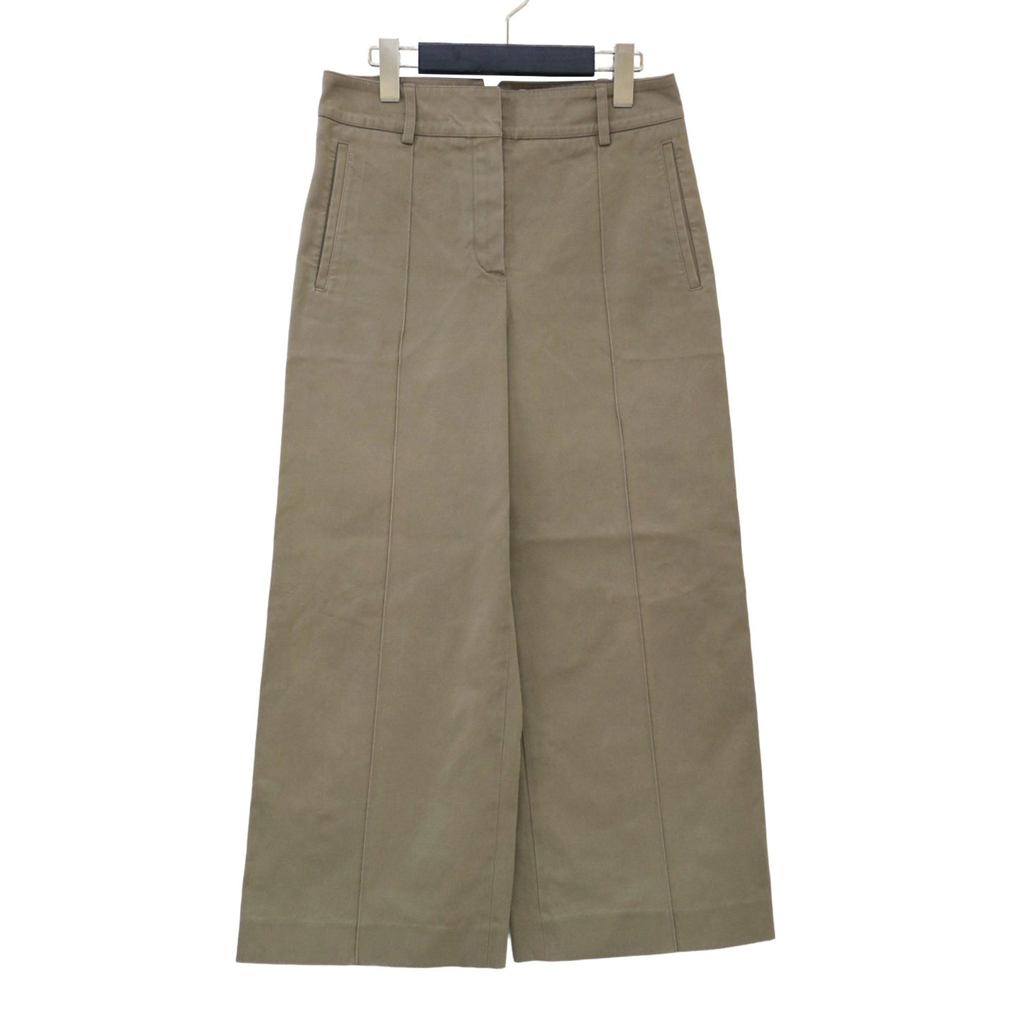 ワイド クロップド パンツ / センターピンタック ハイウエスト ストレッチ コットン