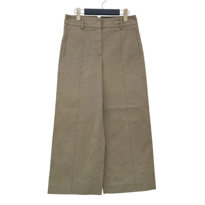 ワイド クロップド パンツ / センターピンタック ハイウエスト ストレッチ コットン