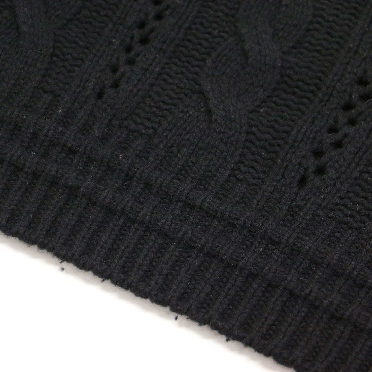 ローゲージ アイレット ケーブル クロップド トップ / ニット プルオーバー ショート丈 クルーネック 長袖 ウール