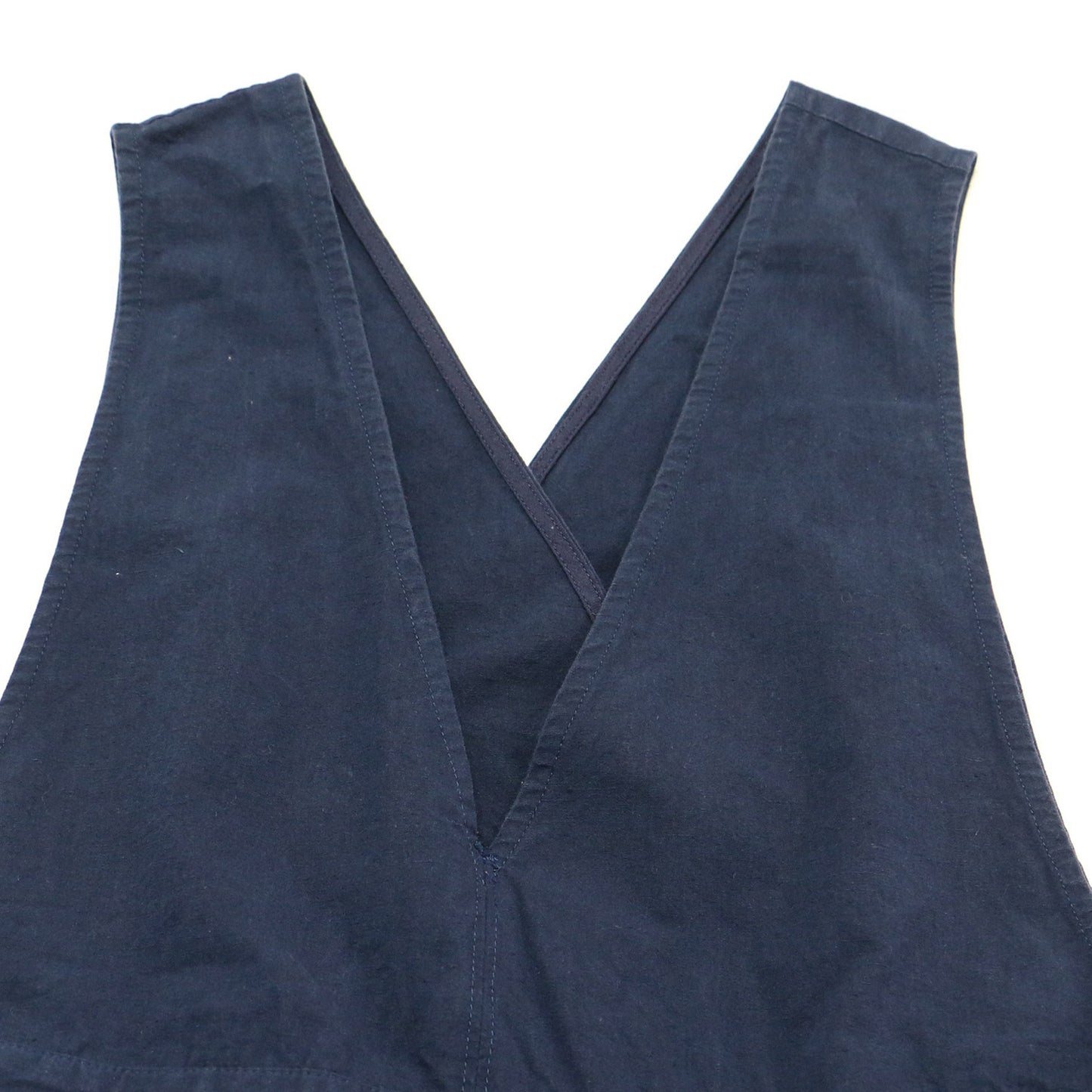 コットン ヘンプ ラップ ワンピース / ジャンパースカート Vネック ロング ノースリーブ タック Aライン