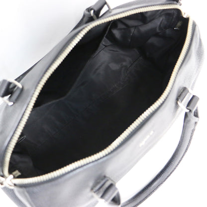 カウレザー 2WAY ボストン バッグ / ショルダーバッグ ハンドバッグ メタルロゴ 肩掛け 斜め掛け