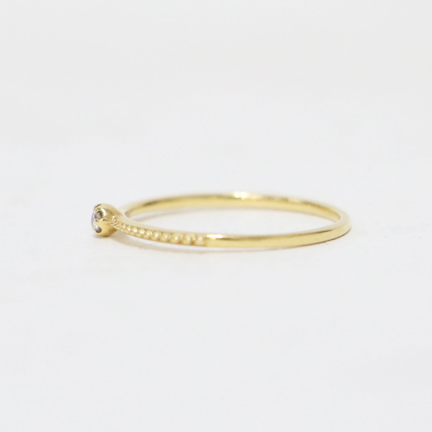 K10 一粒 ダイヤ リング / 指輪 ストレート ミルグレイン