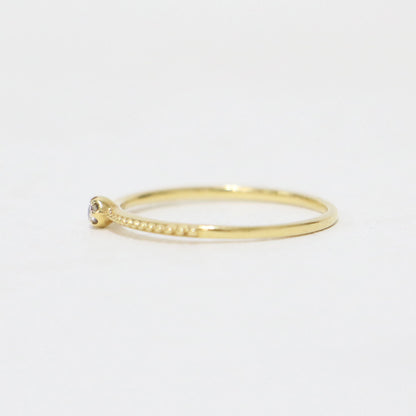 K10 一粒 ダイヤ リング / 指輪 ストレート ミルグレイン