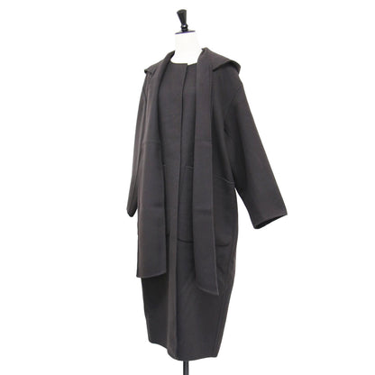 23秋冬 マンテコ フード コート / MANTECO ロング丈 ノーカラー クルーネック 2WAY リバー ウール