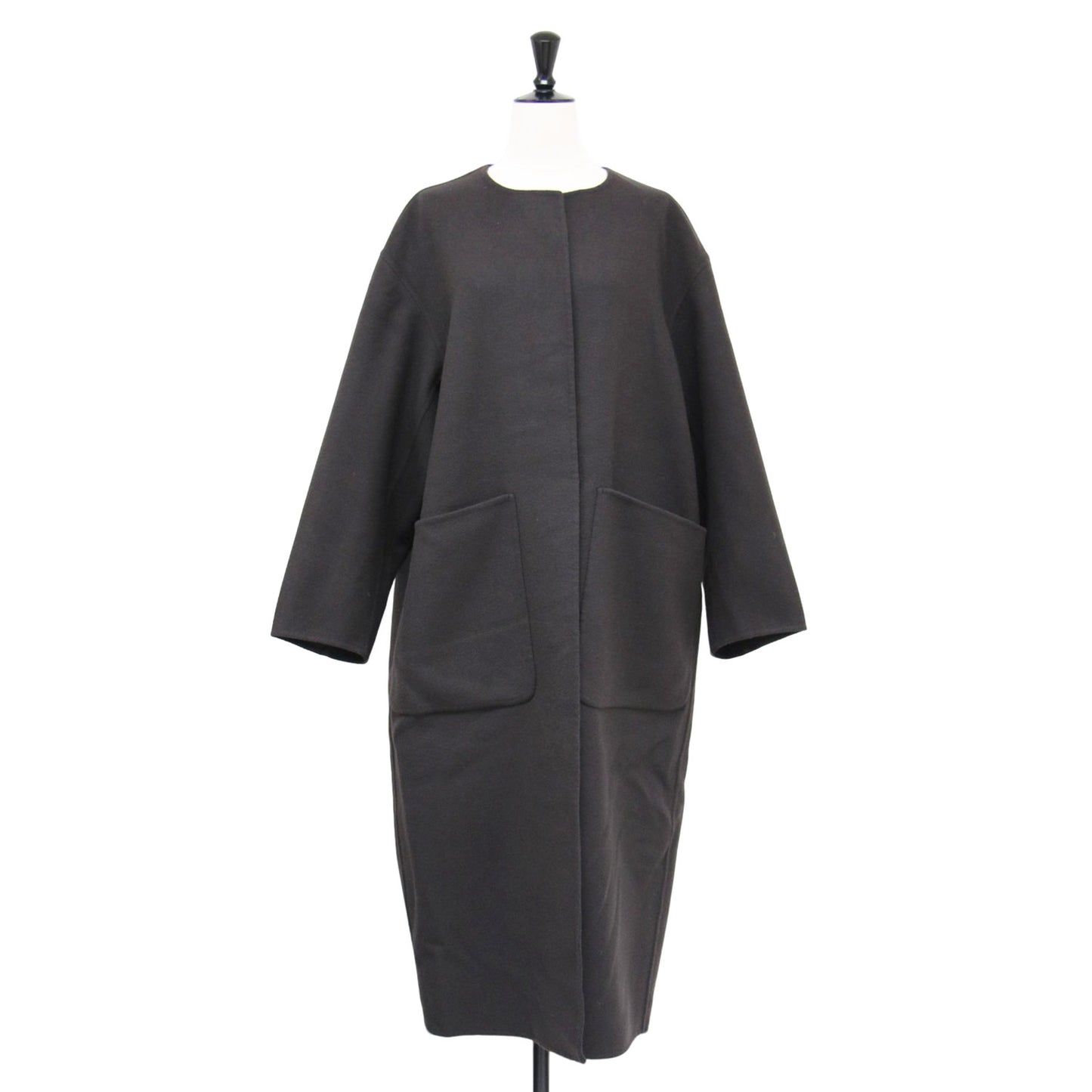 23秋冬 マンテコ フード コート / MANTECO ロング丈 ノーカラー クルーネック 2WAY リバー ウール