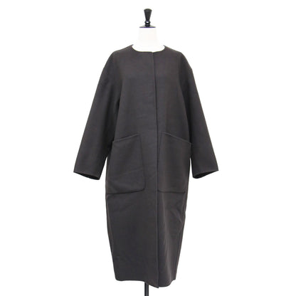 23秋冬 マンテコ フード コート / MANTECO ロング丈 ノーカラー クルーネック 2WAY リバー ウール