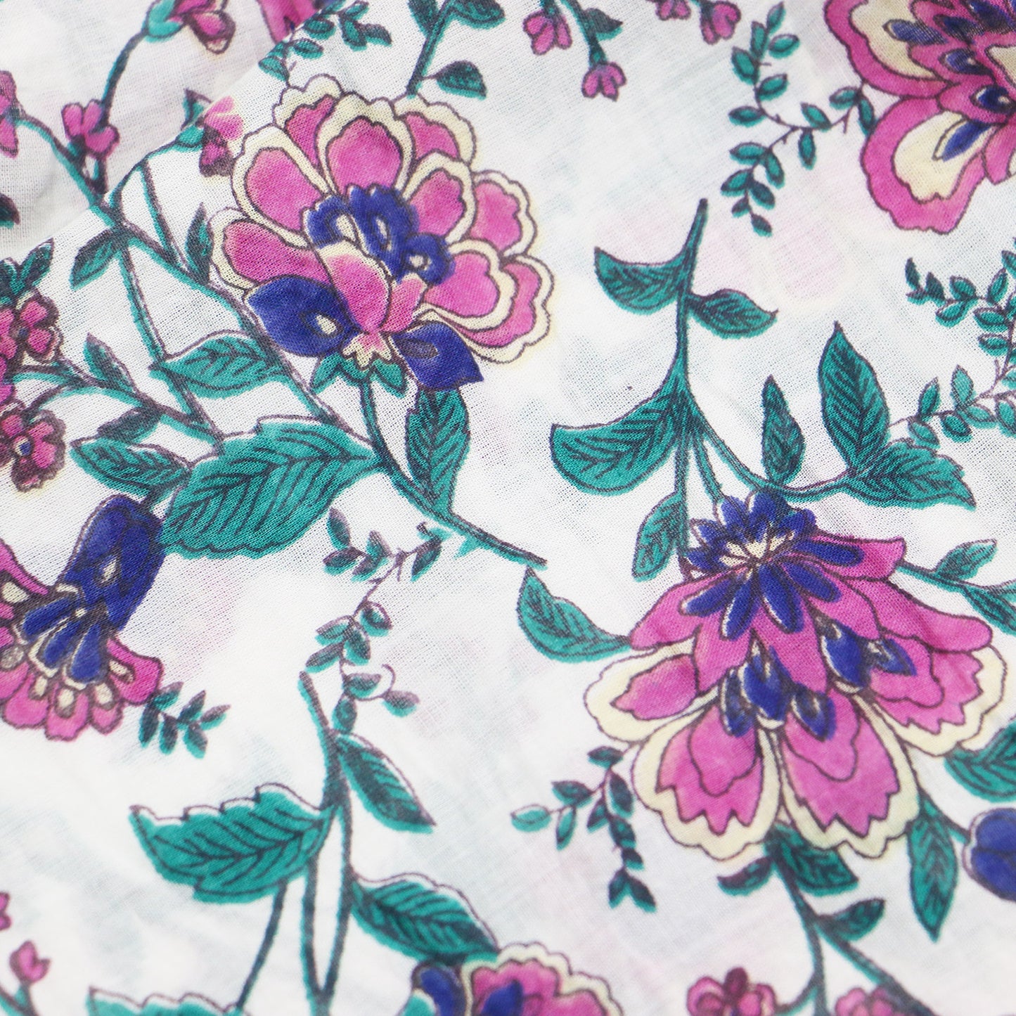 フラワー柄 ホーリー ブラウス / プルオーバー Vネック 長袖 花柄 コットン