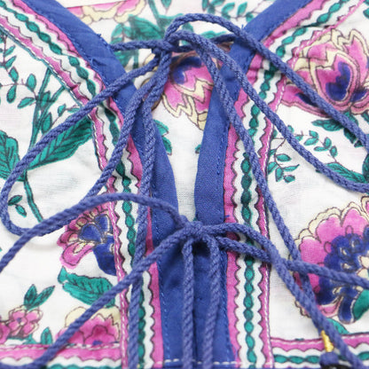 フラワー柄 ホーリー ブラウス / プルオーバー Vネック 長袖 花柄 コットン