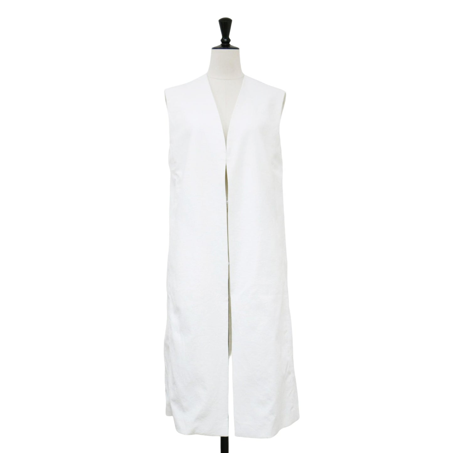 Vネック ロング ジレ / ベスト Aライン コットン リネン