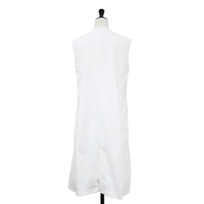 Vネック ロング ジレ / ベスト Aライン コットン リネン