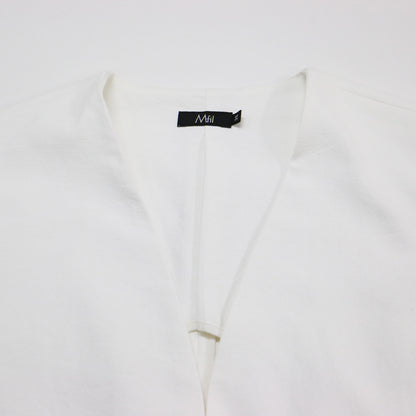 Vネック ロング ジレ / ベスト Aライン コットン リネン