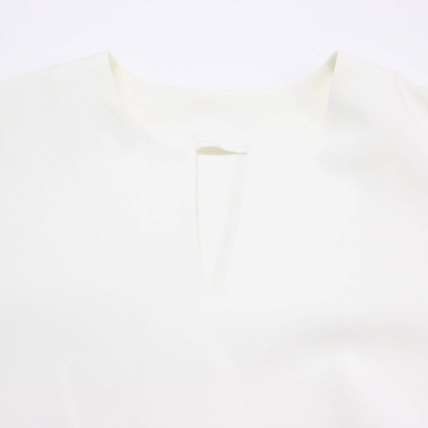 24春夏 キーネック フレア ブラウス / 半袖 バルーンスリーブ ストレッチ