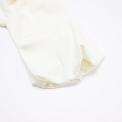 24春夏 キーネック フレア ブラウス / 半袖 バルーンスリーブ ストレッチ