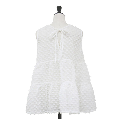 24春夏 ドット ノースリーブ ブラウス / 2WAY dot blouse フレア ティアード リボン シアー