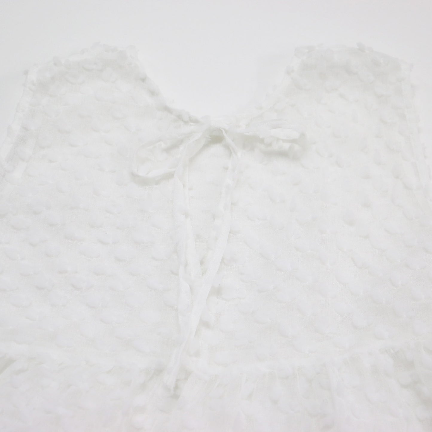 24春夏 ドット ノースリーブ ブラウス / 2WAY dot blouse フレア ティアード リボン シアー