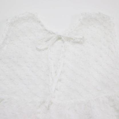 24春夏 ドット ノースリーブ ブラウス / 2WAY dot blouse フレア ティアード リボン シアー