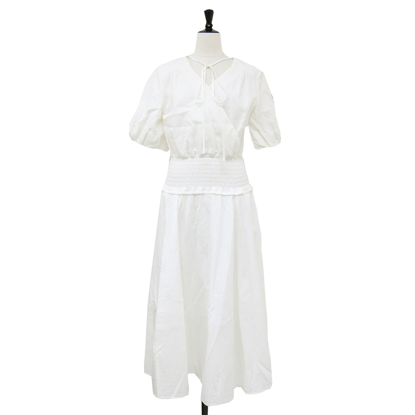 リゾート ドレス / RESORT DRESS ワンピース ロング Vネック 半袖 パフスリーブ フレア カシュクール ガーゼ コットン