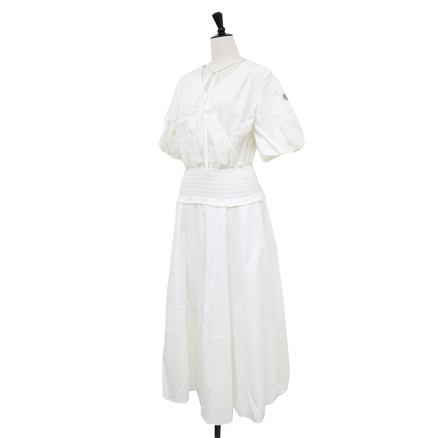 リゾート ドレス / RESORT DRESS ワンピース ロング Vネック 半袖 パフスリーブ フレア カシュクール ガーゼ コットン