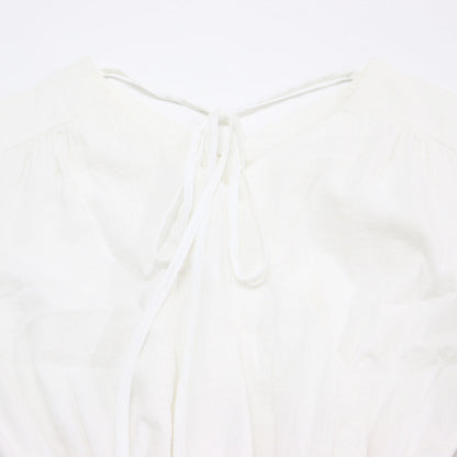 リゾート ドレス / RESORT DRESS ワンピース ロング Vネック 半袖 パフスリーブ フレア カシュクール ガーゼ コットン