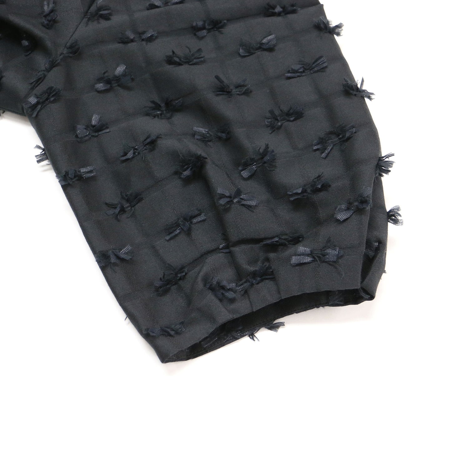 リボン カットジャカード 8SL ブラウス / クルーネック 8分袖 ボリュームスリーブ