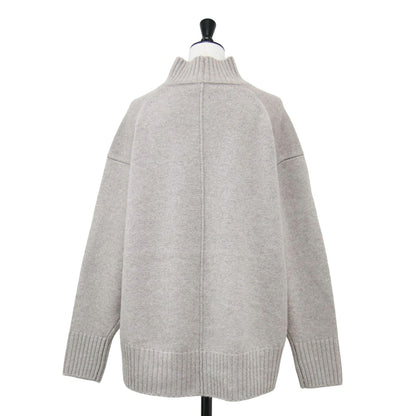 21秋冬 ウール カシミヤ スリット ハイネック ニット / プルオーバー 長袖 オーバーサイズ