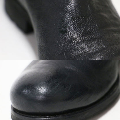 レザー ロング エンジニア ブーツ / バイカーブーツ ベルト シワ加工 本革