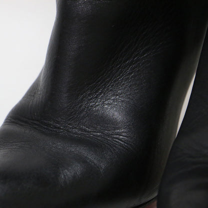 レザー ハイヒール ロング ブーツ / アーモンドトゥ ピンヒール サイドジップ