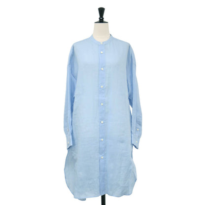 ラミー バンドカラー チュニック シャツ / 長袖 ラウンドヘム スリット