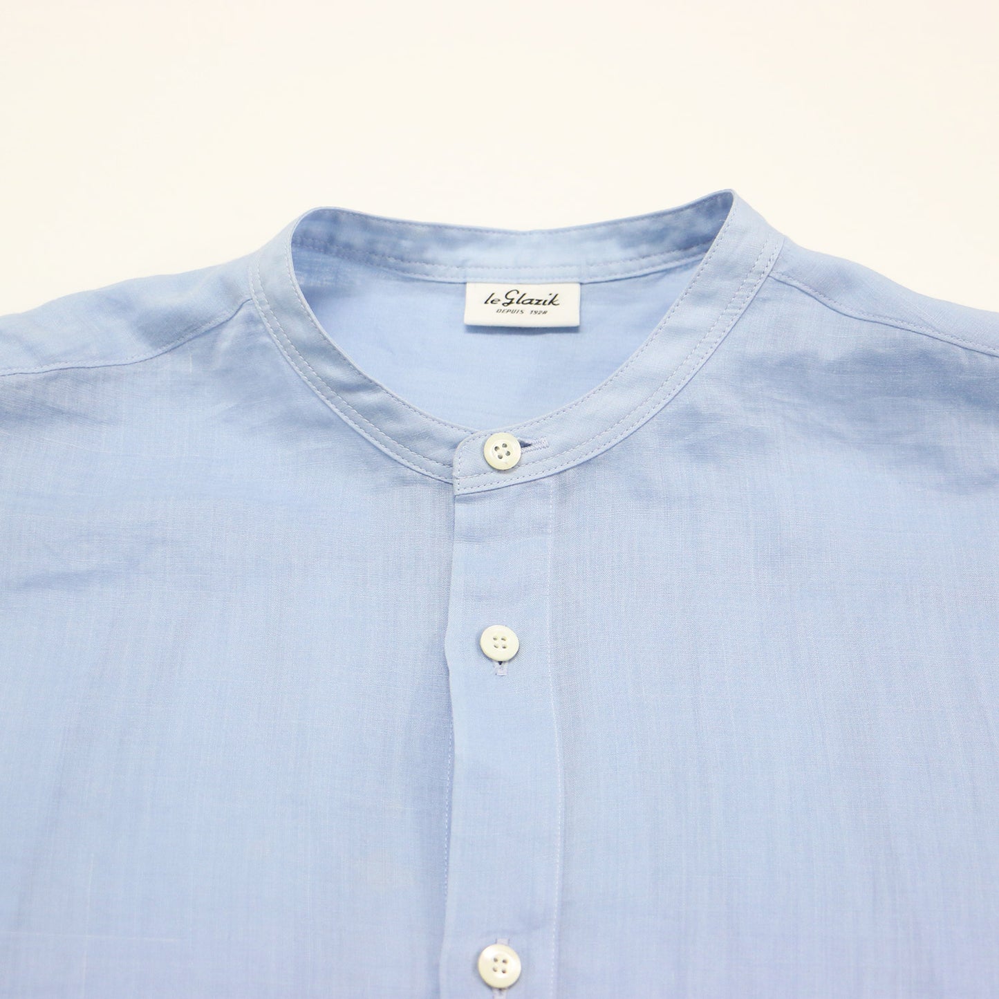 ラミー バンドカラー チュニック シャツ / 長袖 ラウンドヘム スリット