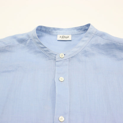 ラミー バンドカラー チュニック シャツ / 長袖 ラウンドヘム スリット