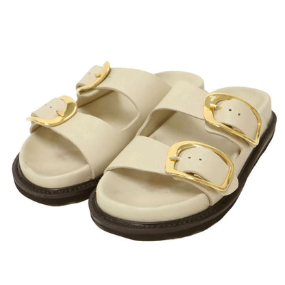 ダブル バックル レザー サンダル / フラット ボリュームソール ベルト