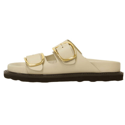 ダブル バックル レザー サンダル / フラット ボリュームソール ベルト