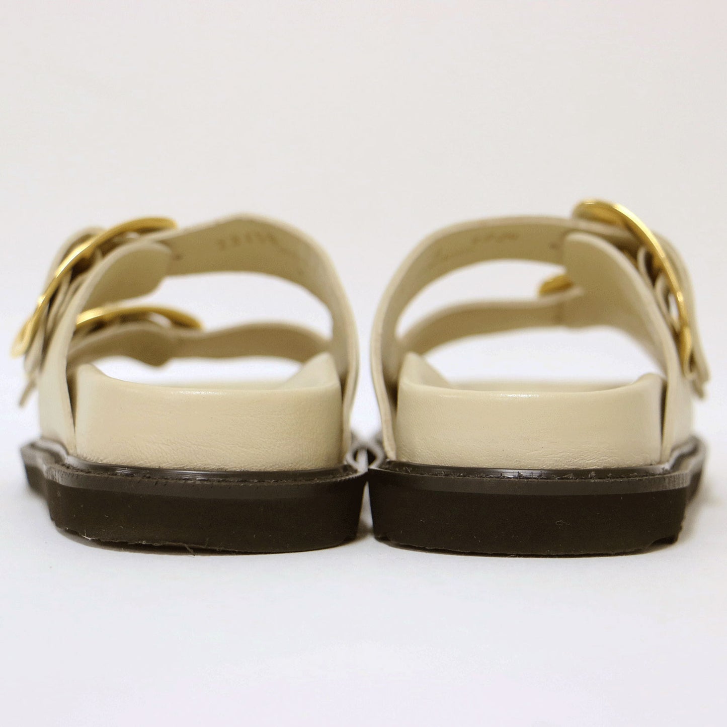 ダブル バックル レザー サンダル / フラット ボリュームソール ベルト