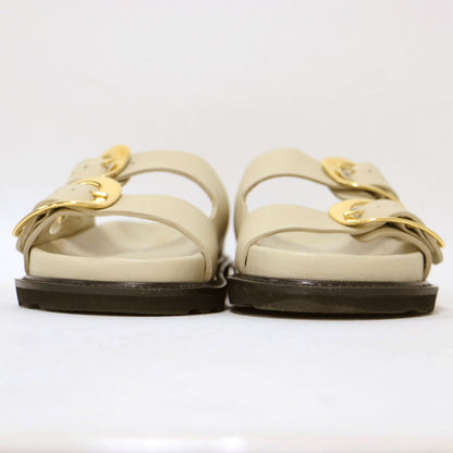 ダブル バックル レザー サンダル / フラット ボリュームソール ベルト