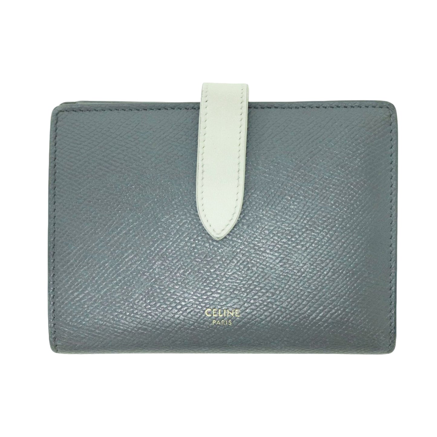 ミディアム ストラップ ウォレット / 二つ折り財布 バイカラー ロゴ レザー