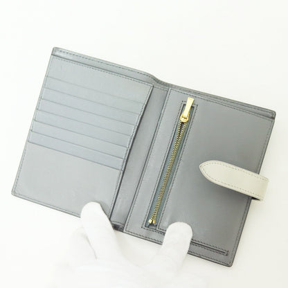 ミディアム ストラップ ウォレット / 二つ折り財布 バイカラー ロゴ レザー