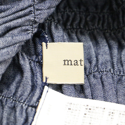6オンス デニム シャーリング ブラウス / 6oz Denim Shearing Blouse 長袖 クルーネック ギャザー コットン