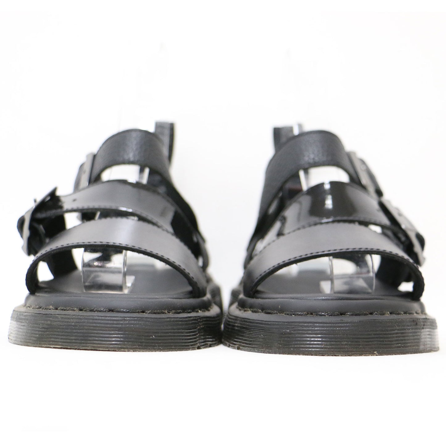 × Ray BEAMS 別注 レザー ベルト サンダル / GRYPHON フラット アンクルストラップ エナメル コンビ