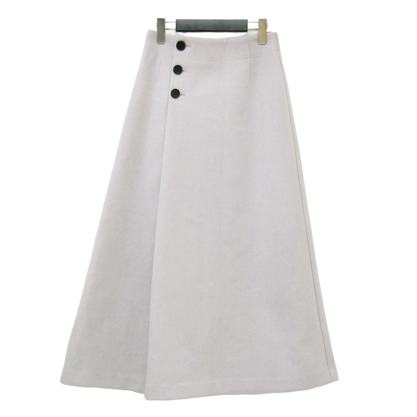 アンゴラ混 フラノフリース Aライン スカート / ロング丈 フレア フロントタック