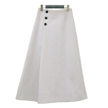 アンゴラ混 フラノフリース Aライン スカート / ロング丈 フレア フロントタック