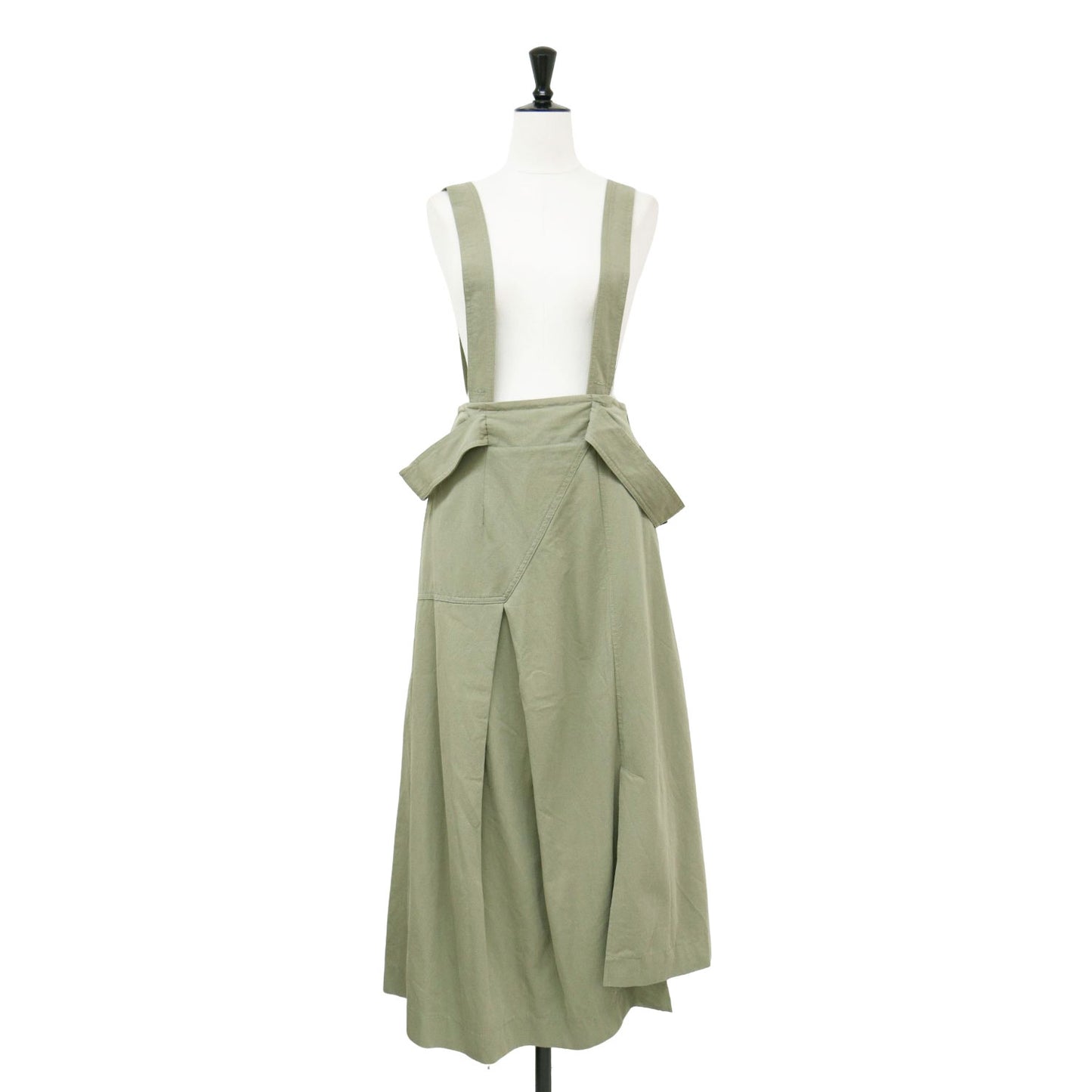 サスペンダー付き タック ロング スカート / アシンメトリー Aライン コットン