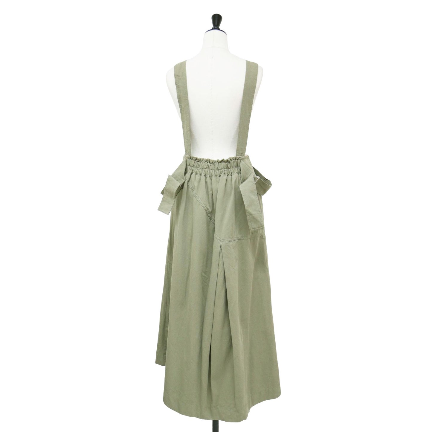 サスペンダー付き タック ロング スカート / アシンメトリー Aライン コットン